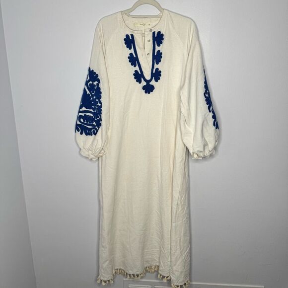Touché Prive EMBROIDERED LINEN DRESS size UK 38 - Picture 2 of 10